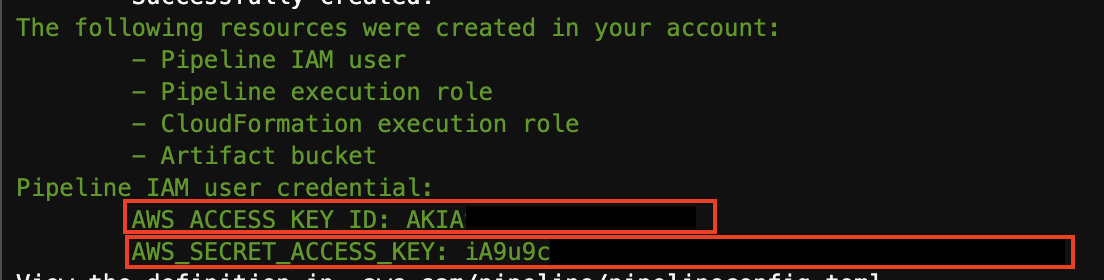 SAM pipeline IAM user details